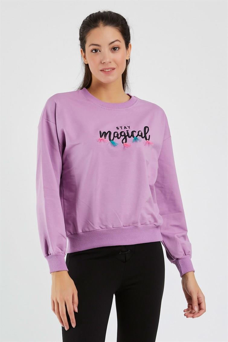 Magical Nakışlı Püsküllü Uzun Kollu Sweat 9099-1