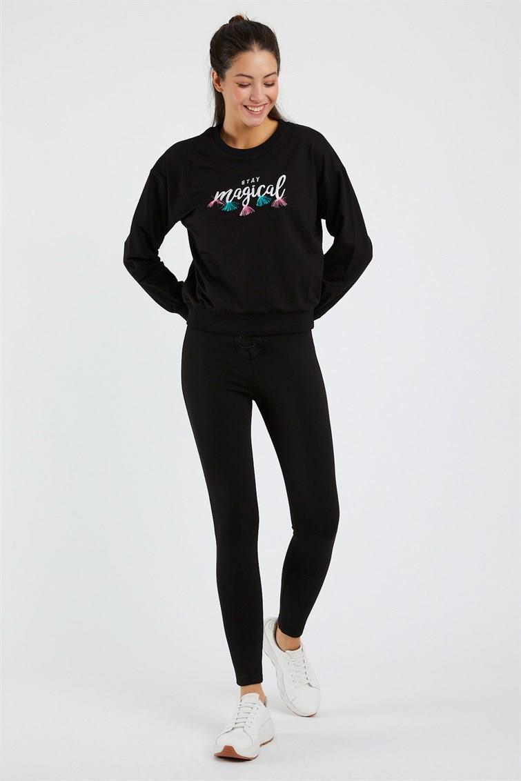 Magical Nakışlı Püsküllü Uzun Kollu Sweat 9099-1