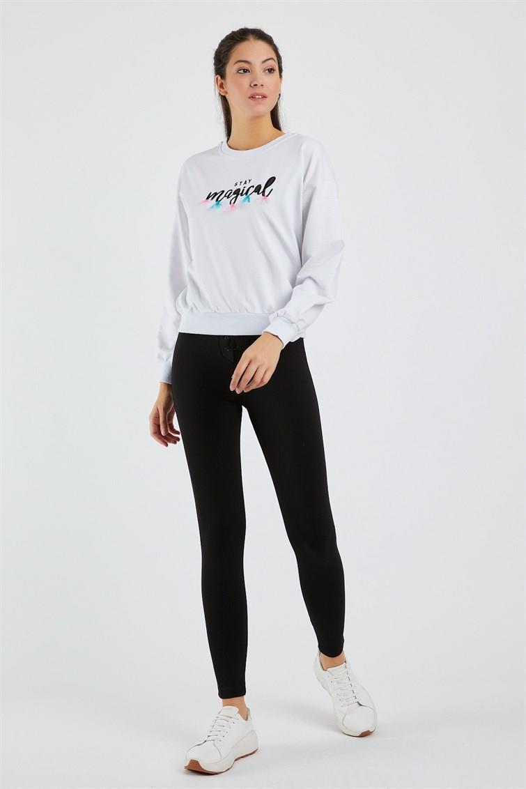 Magical Nakışlı Püsküllü Uzun Kollu Sweat 9099-1