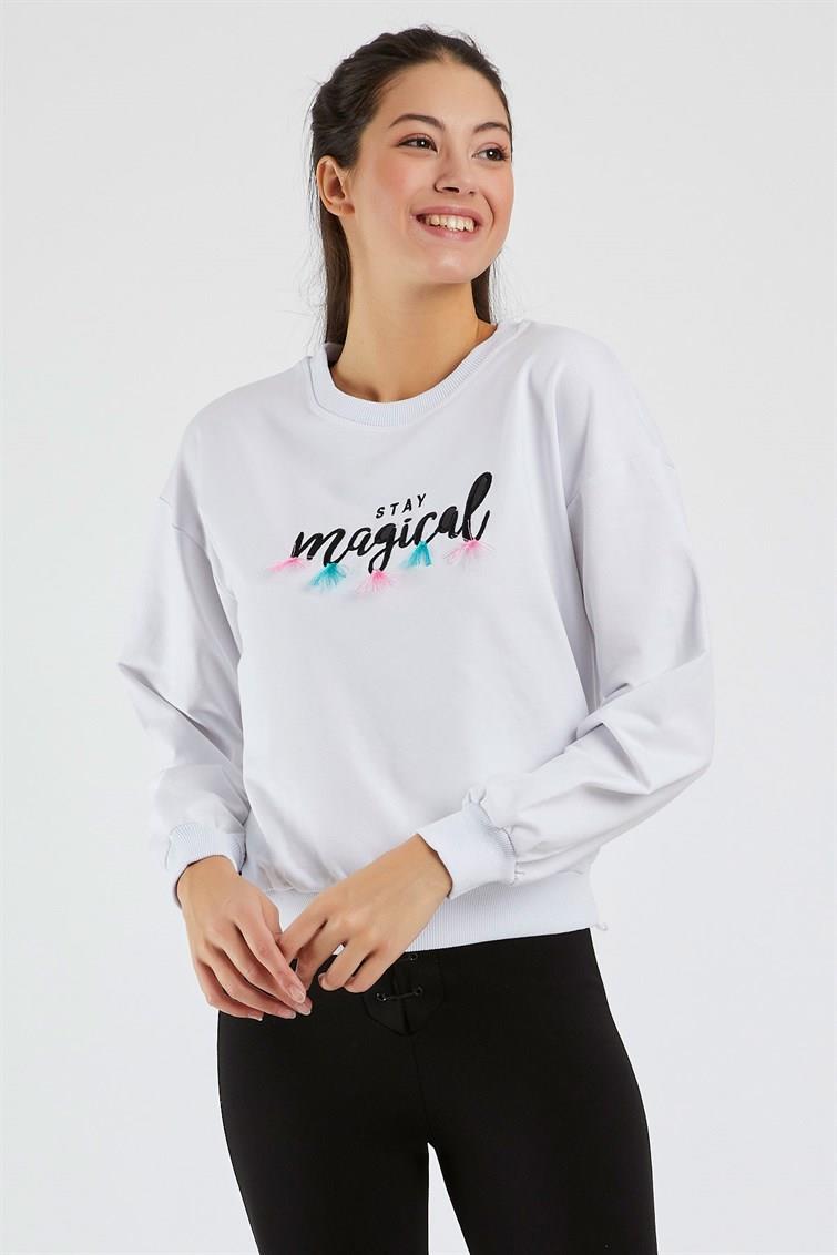 Magical Nakışlı Püsküllü Uzun Kollu Sweat 9099-1