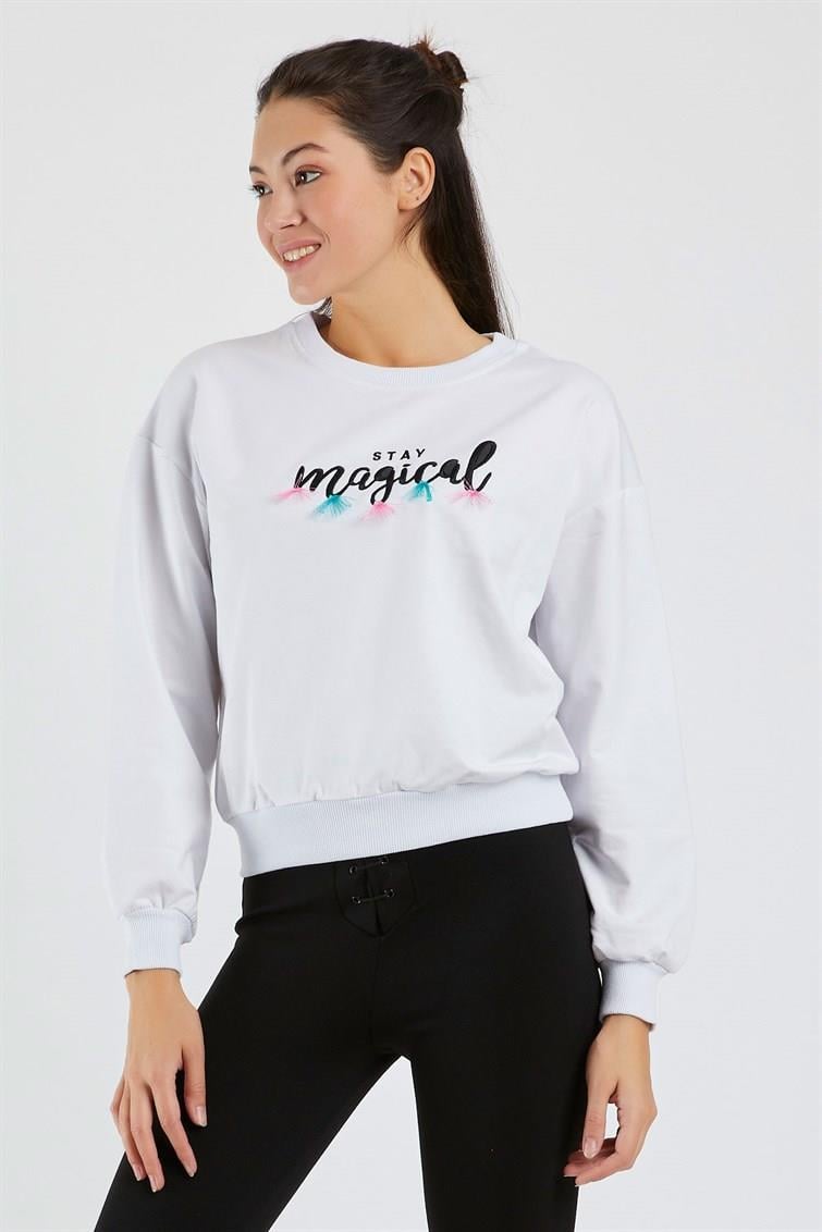 Magical Nakışlı Püsküllü Uzun Kollu Sweat 9099-1