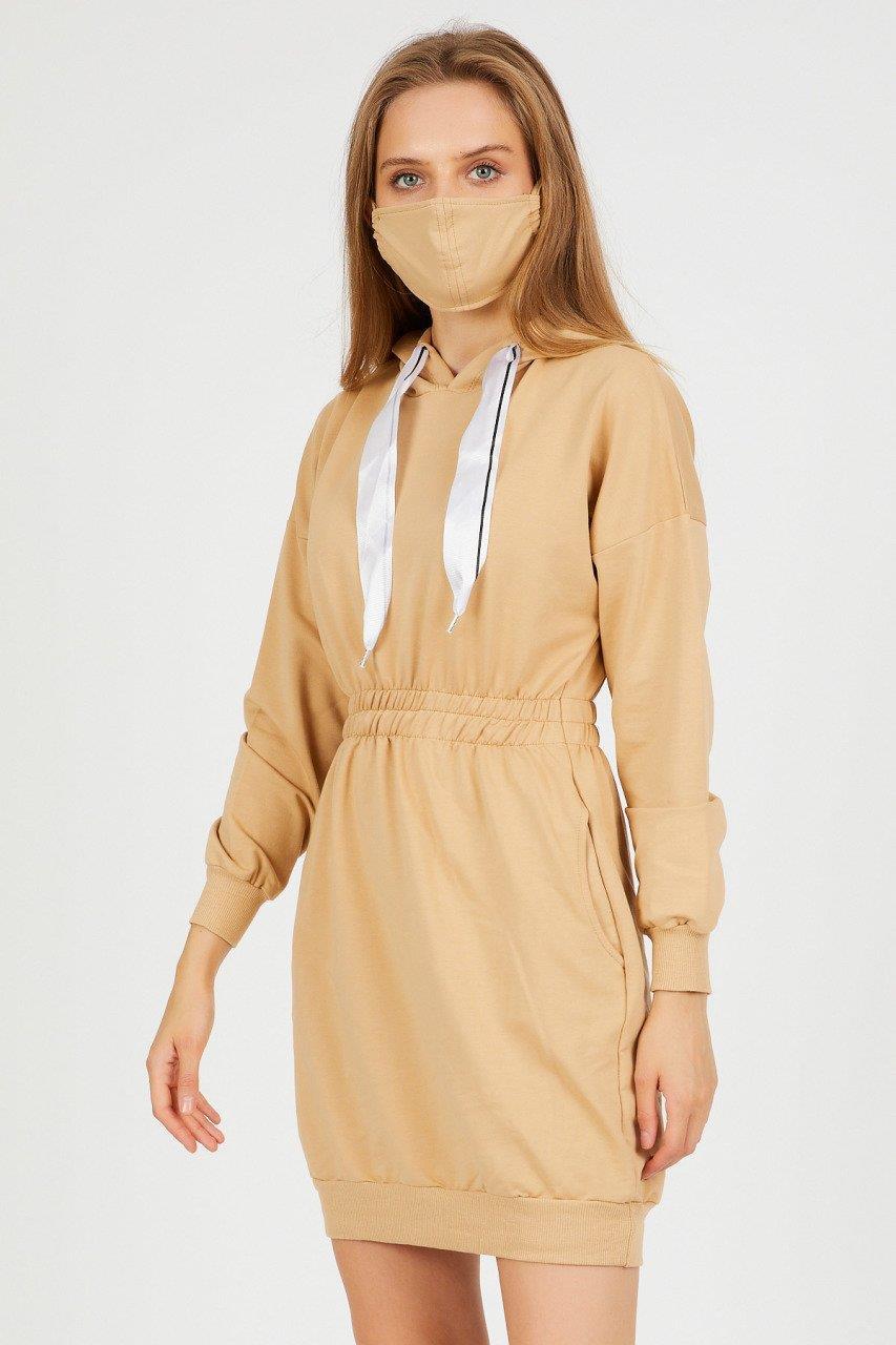 Maske Hediyeli Kurdele İpli Elbise 9091