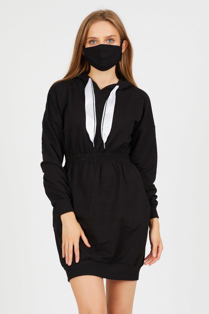 Maske Hediyeli Kurdele İpli Elbise 9091