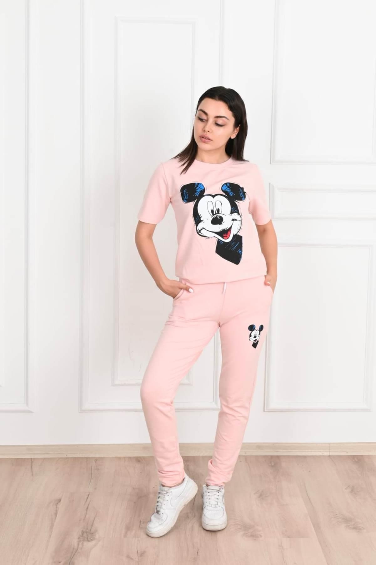 Micky Mouse Baskılı Kısa Kollu Eşofman Takımı 8979