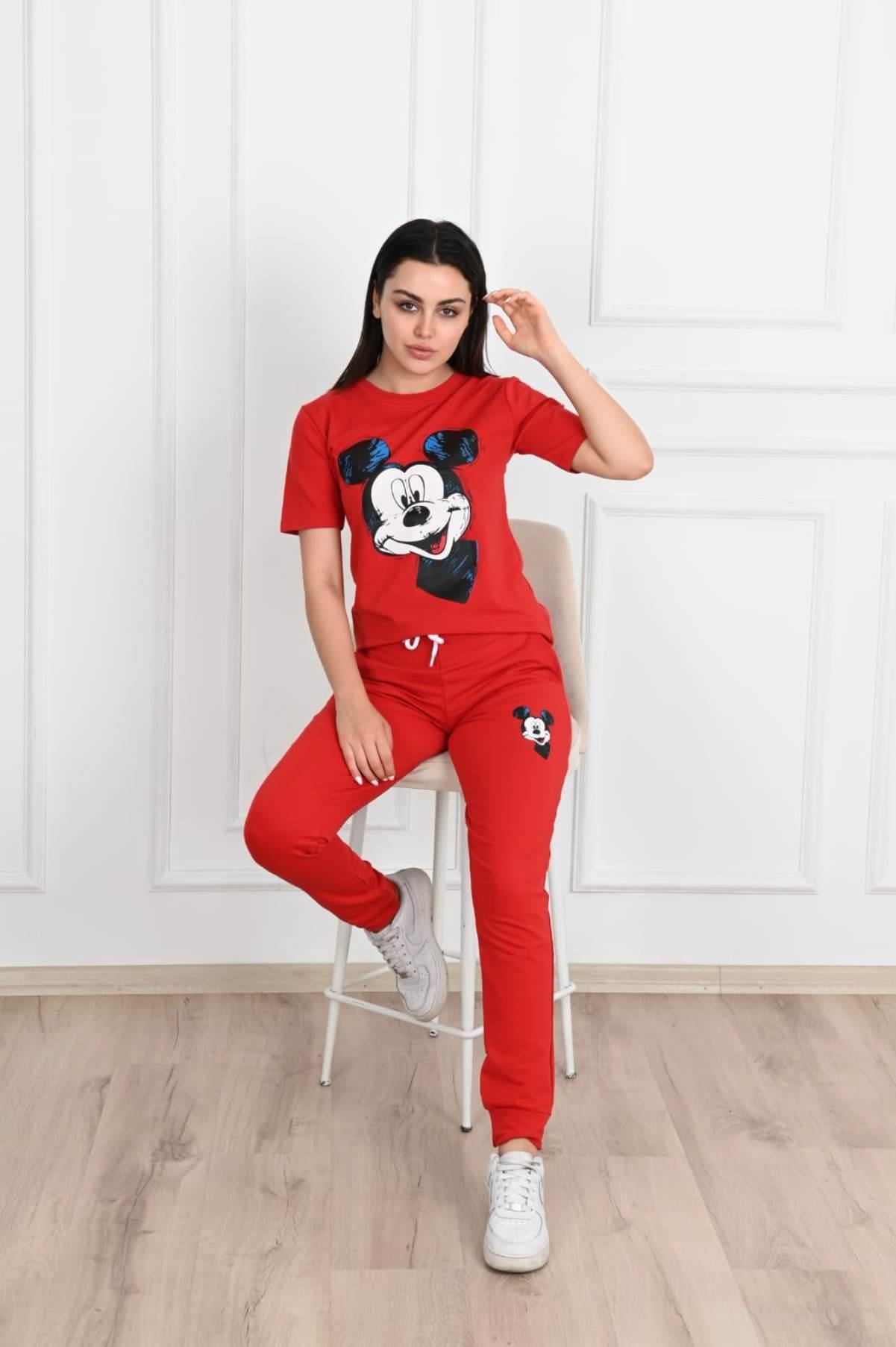 Micky Mouse Baskılı Kısa Kollu Eşofman Takımı 8979