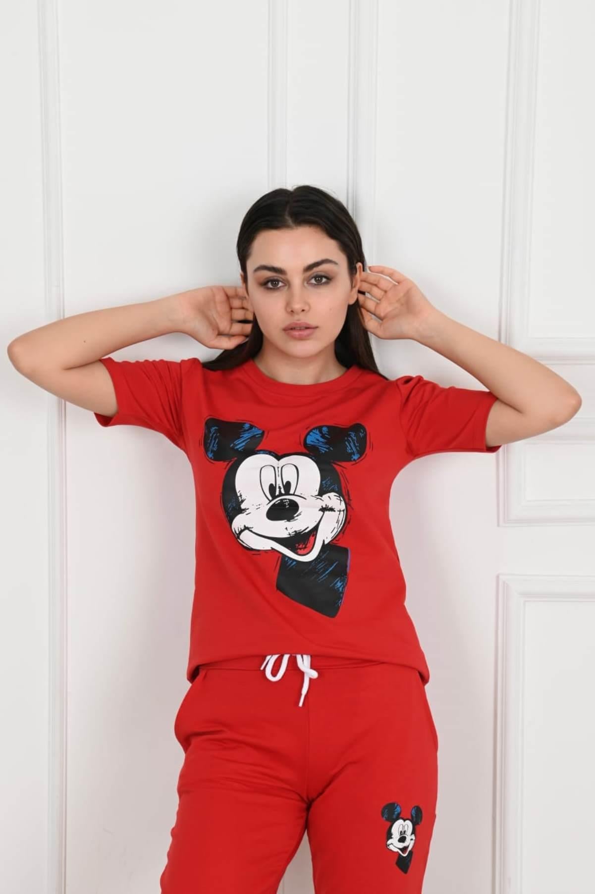 Micky Mouse Baskılı Kısa Kollu Eşofman Takımı 8979