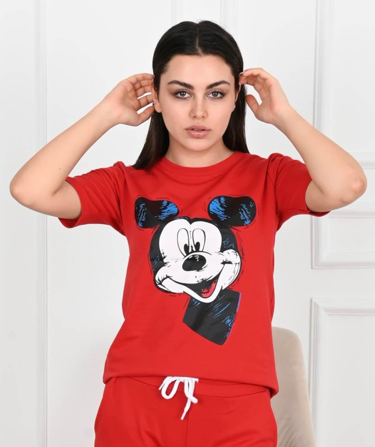 Micky Mouse Baskılı Kısa Kollu Eşofman Takımı 8979