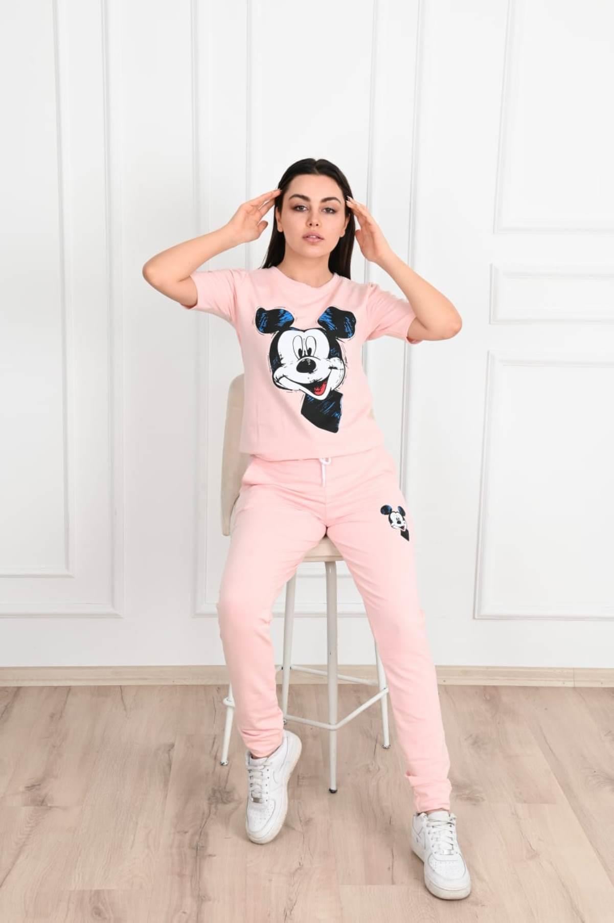 Micky Mouse Baskılı Kısa Kollu Eşofman Takımı 8979