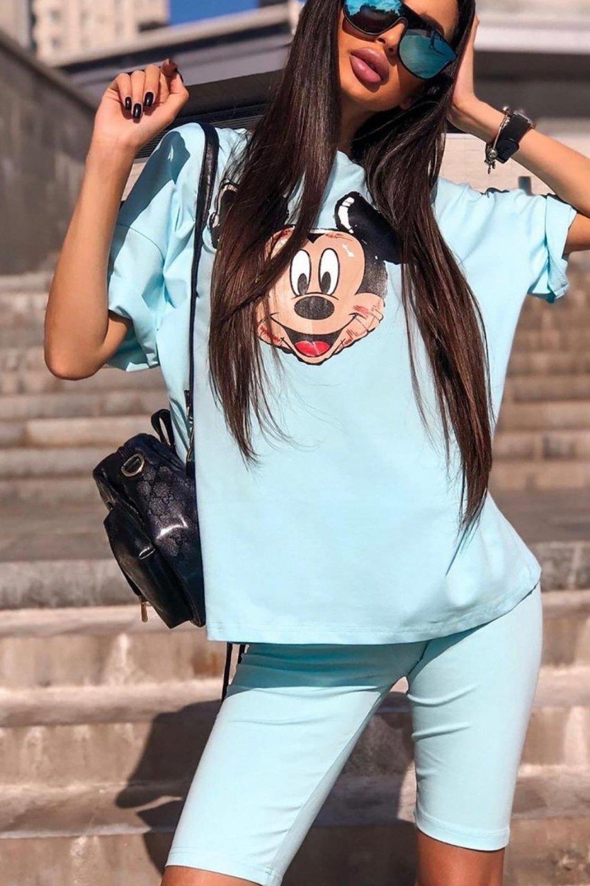 Micky Mouse Baskılı Şortlu İkili Takım (8884)