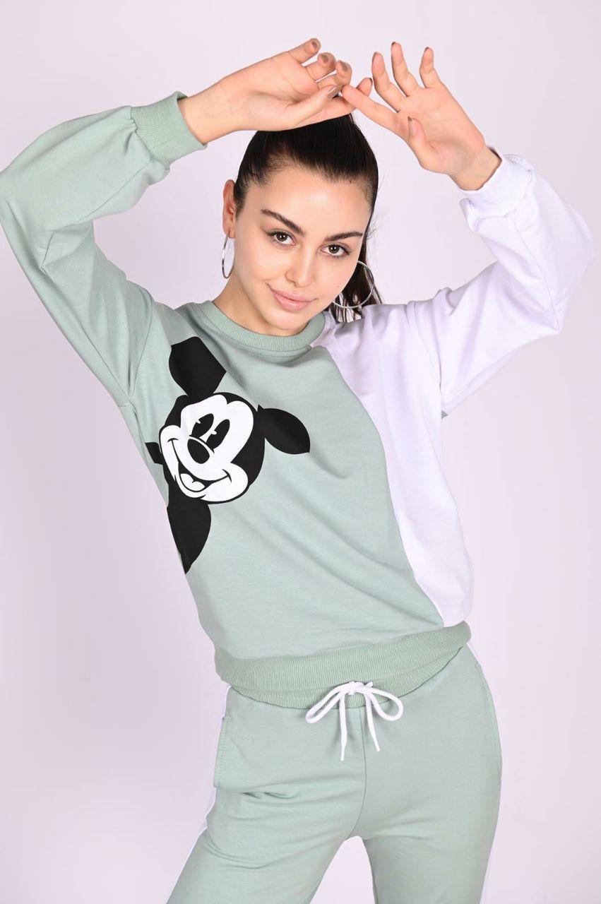 Micky Mouse Baskılı Uzun Kollu Eşofman Takımı 3041-22