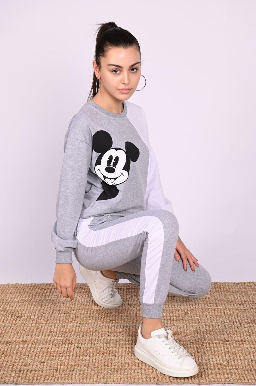 Micky Mouse Baskılı Uzun Kollu Eşofman Takımı 3041-22