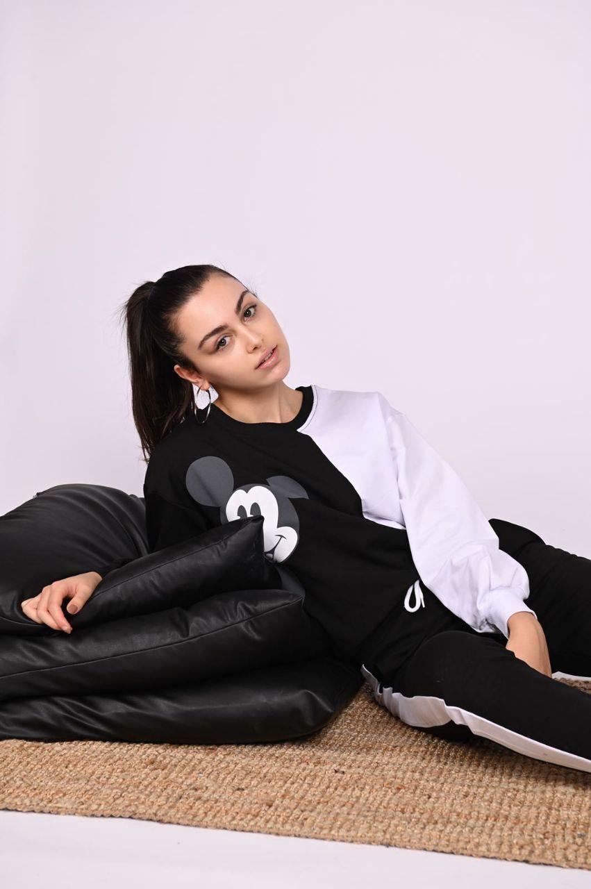 Micky Mouse Baskılı Uzun Kollu Eşofman Takımı 3041-22