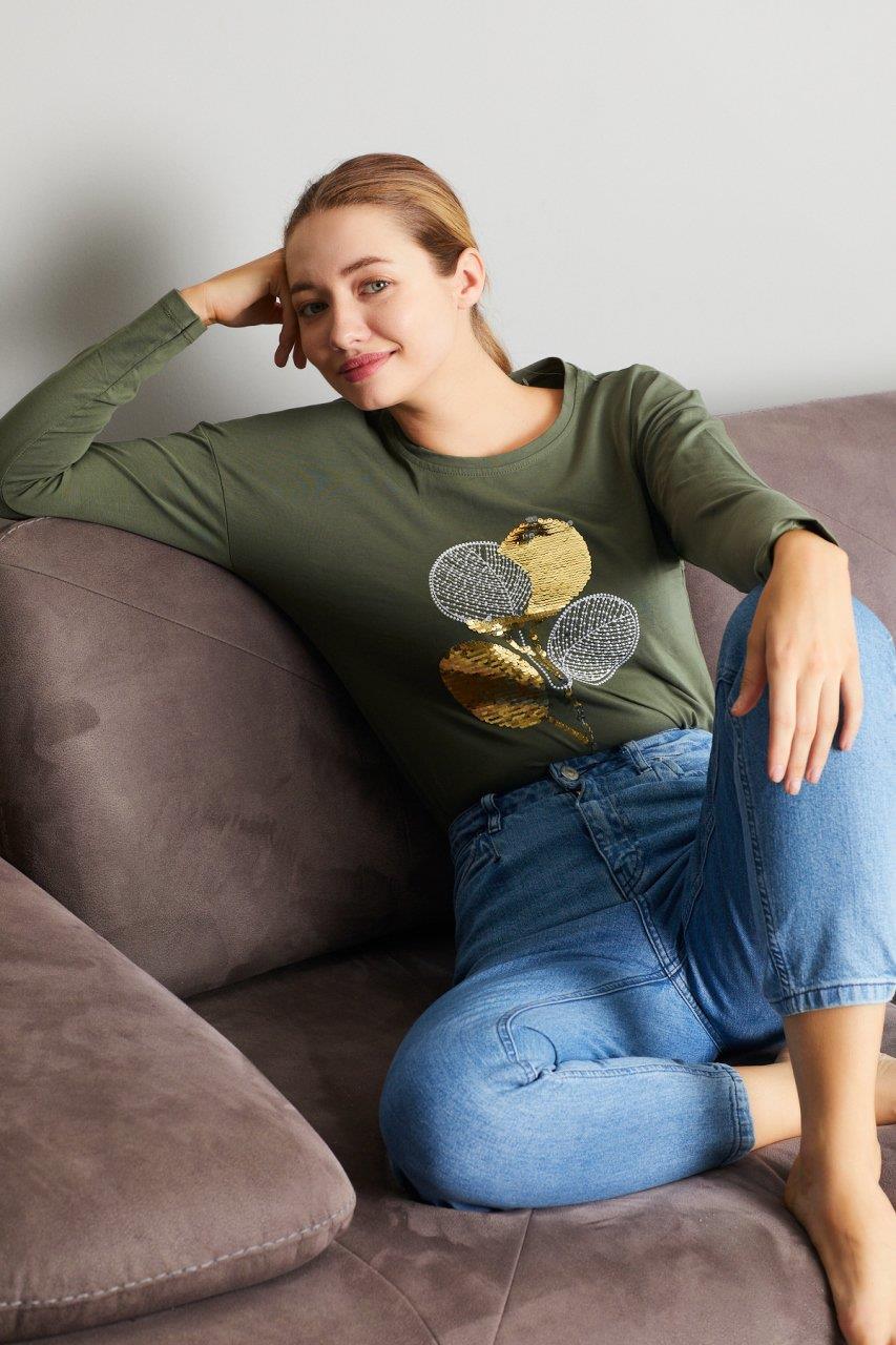 Pul Payet Baskılı Sweat 9130-7