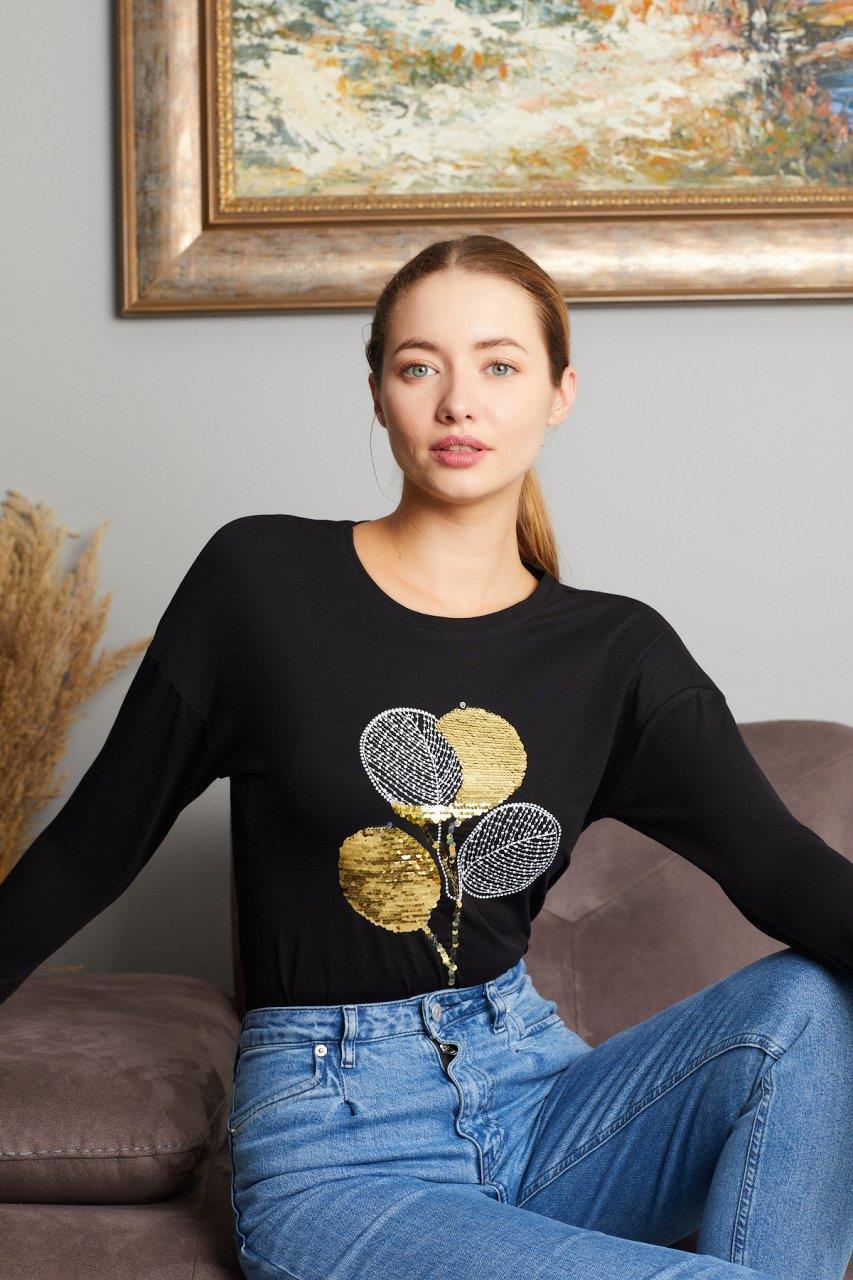 Pul Payet Baskılı Sweat 9130-7