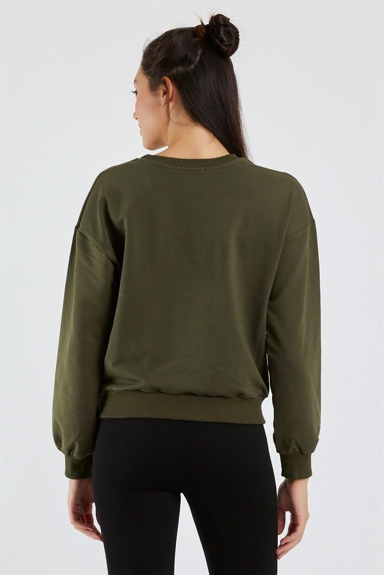 Renkli Social Nakışlı Uzun Kollu Sweat 9099-2