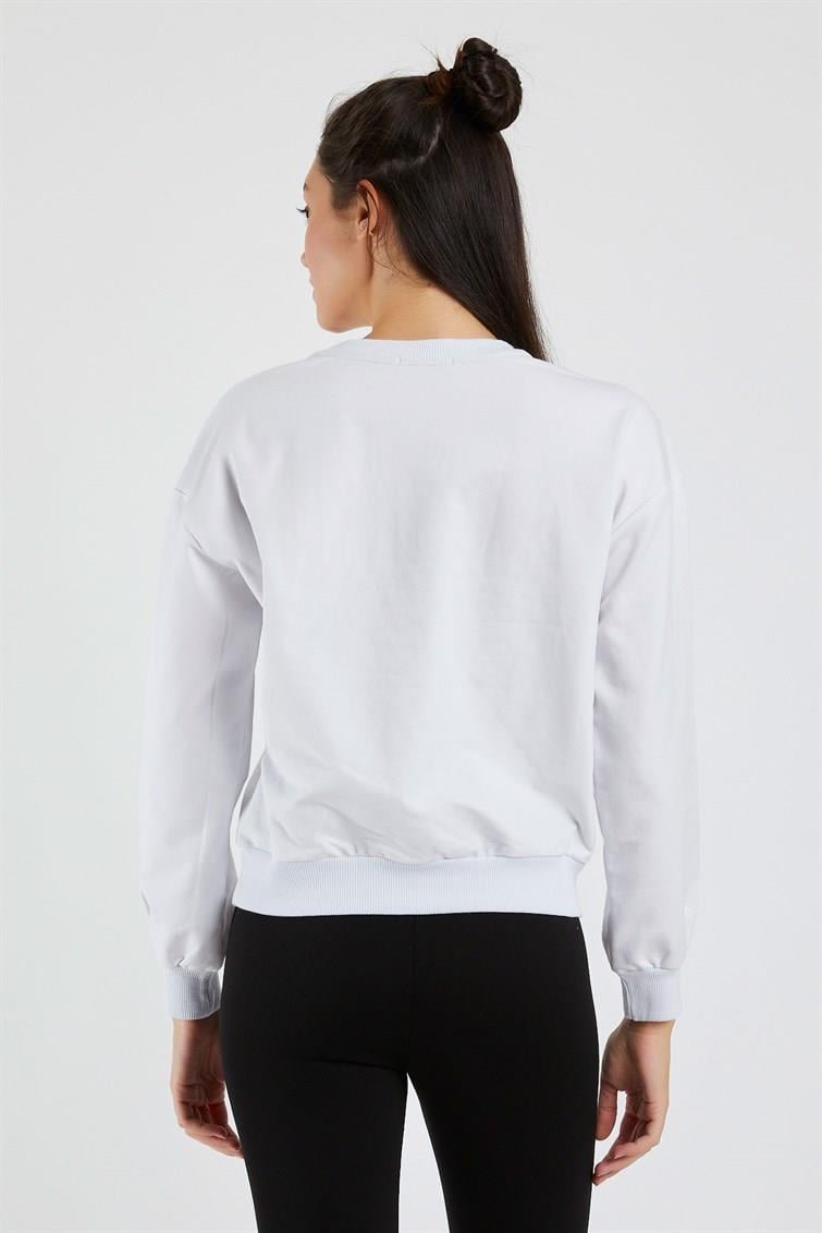 Renkli Social Nakışlı Uzun Kollu Sweat 9099-2
