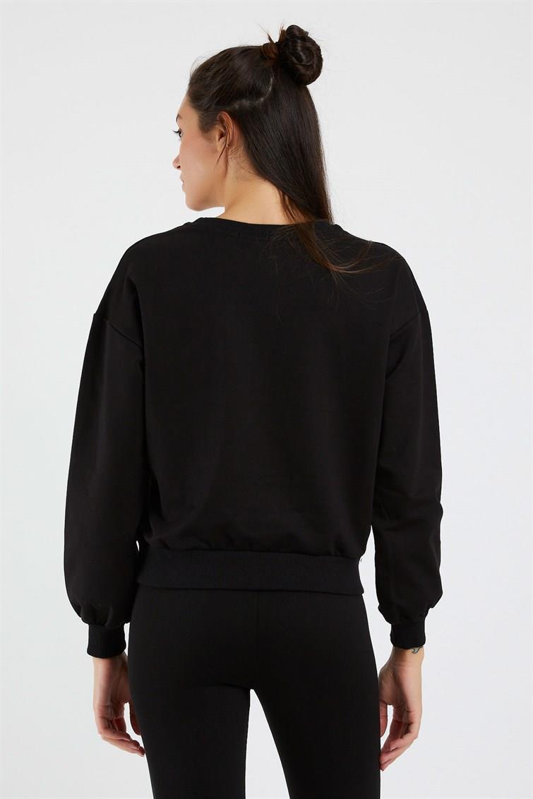 Renkli Social Nakışlı Uzun Kollu Sweat 9099-2