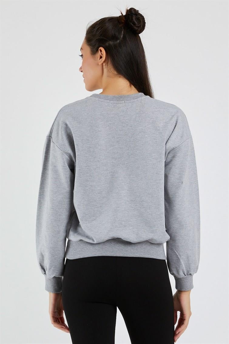 Renkli Social Nakışlı Uzun Kollu Sweat 9099-2