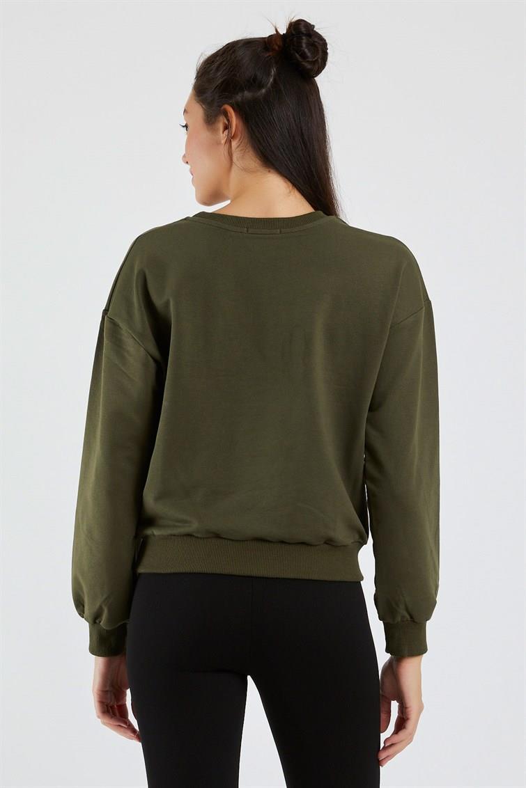 Renkli Social Nakışlı Uzun Kollu Sweat 9099-2