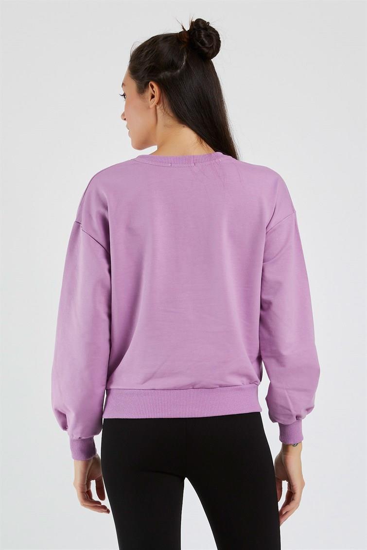 Renkli Social Nakışlı Uzun Kollu Sweat 9099-2
