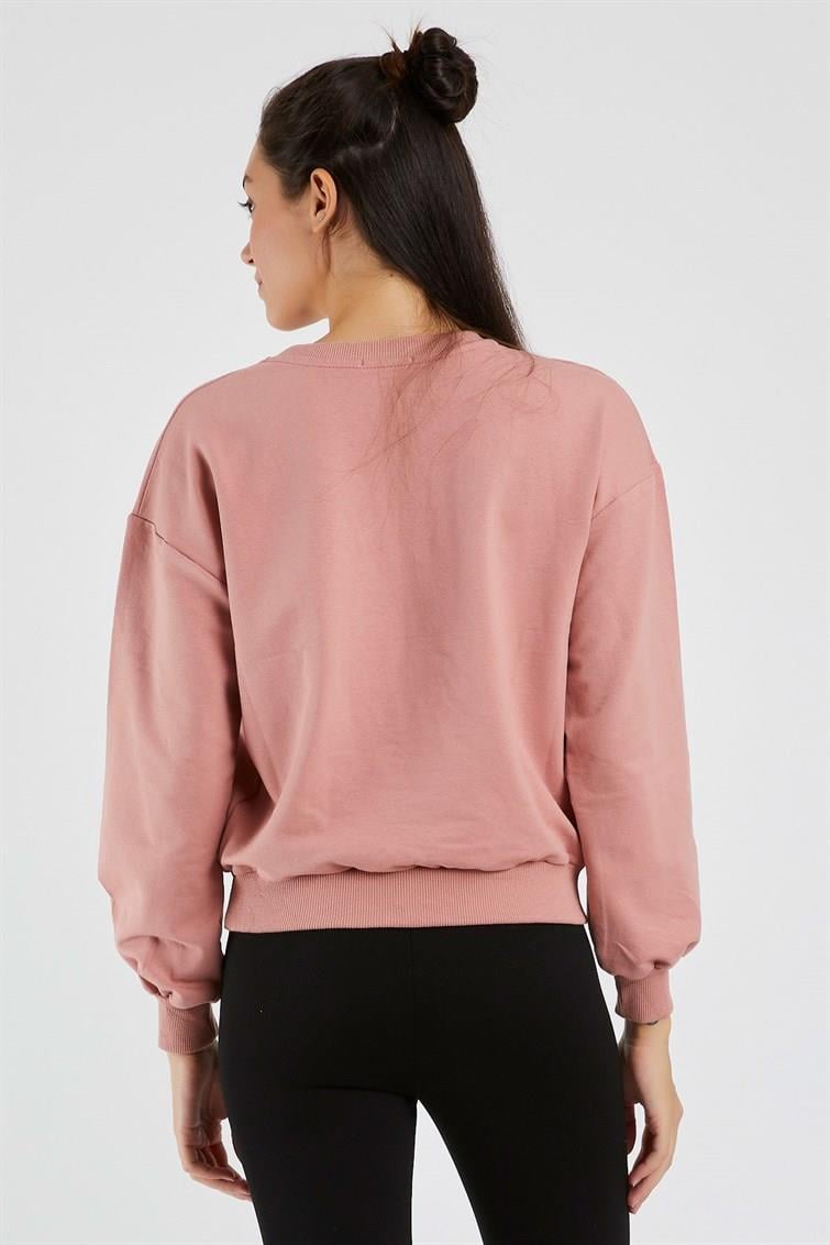 Renkli Social Nakışlı Uzun Kollu Sweat 9099-2