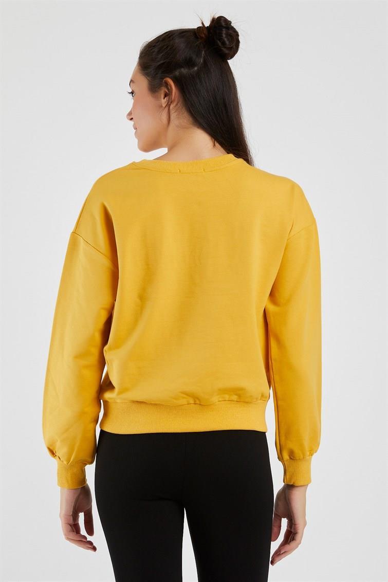 Renkli Social Nakışlı Uzun Kollu Sweat 9099-2