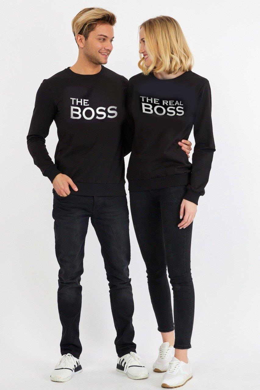 The Boss Baskılı Kadın Erkek Sweat Kombin 8677