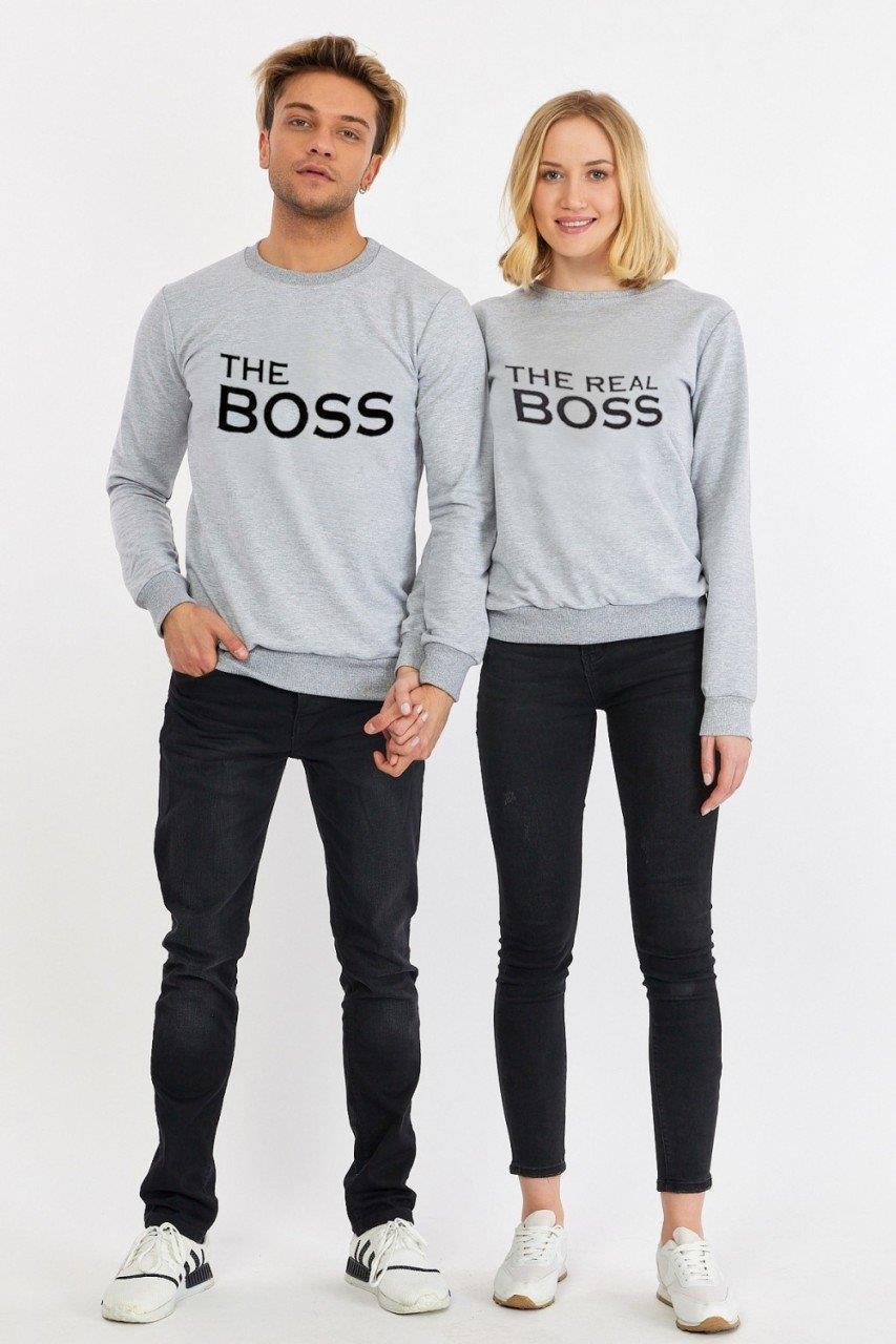 The Boss Baskılı Kadın Erkek Sweat Kombin 8677