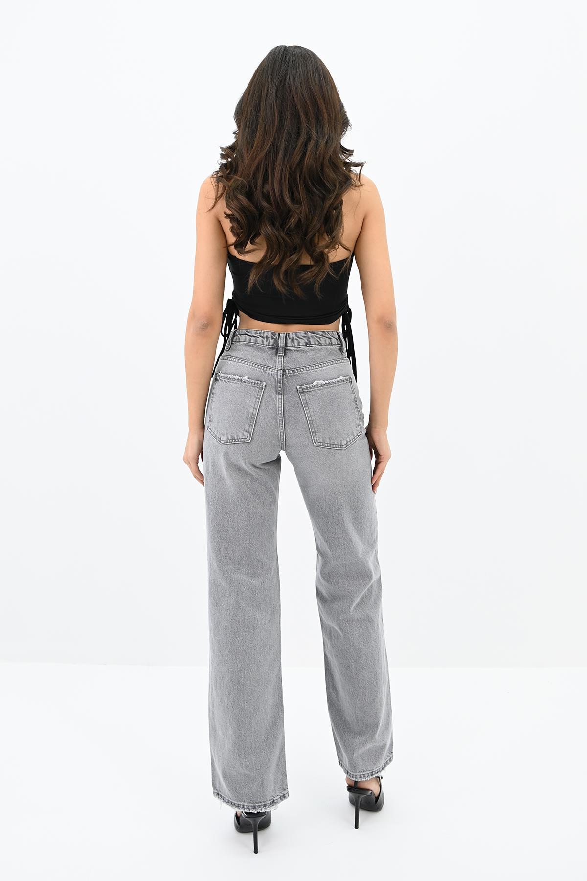 WIDE LEG Kadın Yüksek Bel Gri Mavi Jean 4417-25 DPL-846