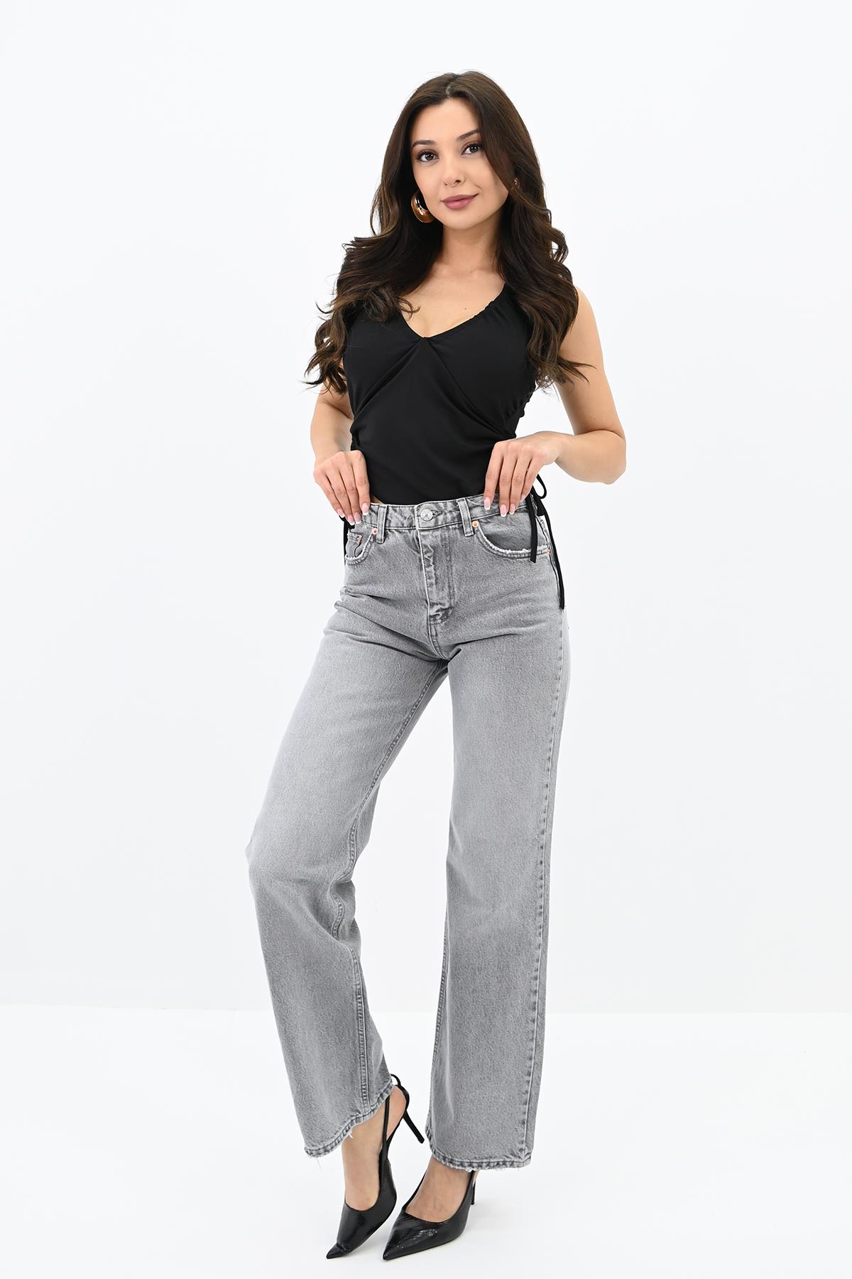 WIDE LEG Kadın Yüksek Bel Gri Mavi Jean 4417-25 DPL-846