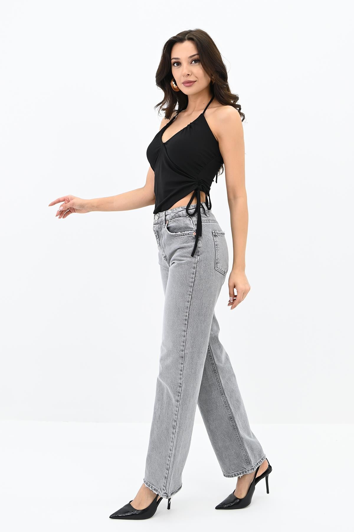 WIDE LEG Kadın Yüksek Bel Gri Mavi Jean 4417-25 DPL-846