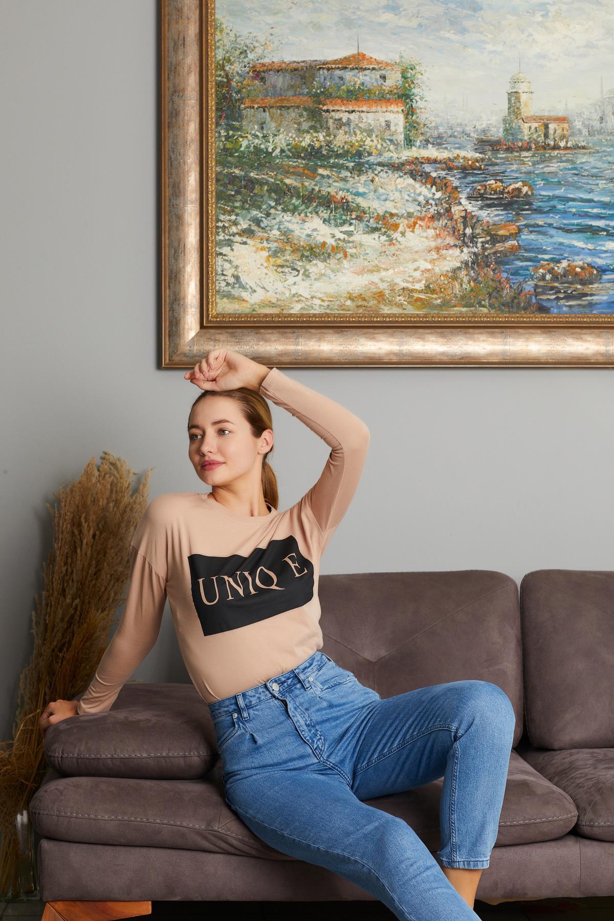 Yazı Baskılı Sweat 9130-1