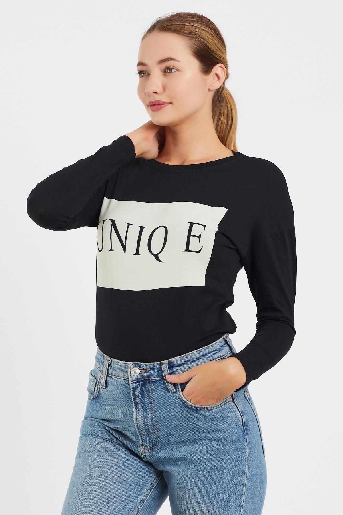 Yazı Baskılı Sweat 9130-1