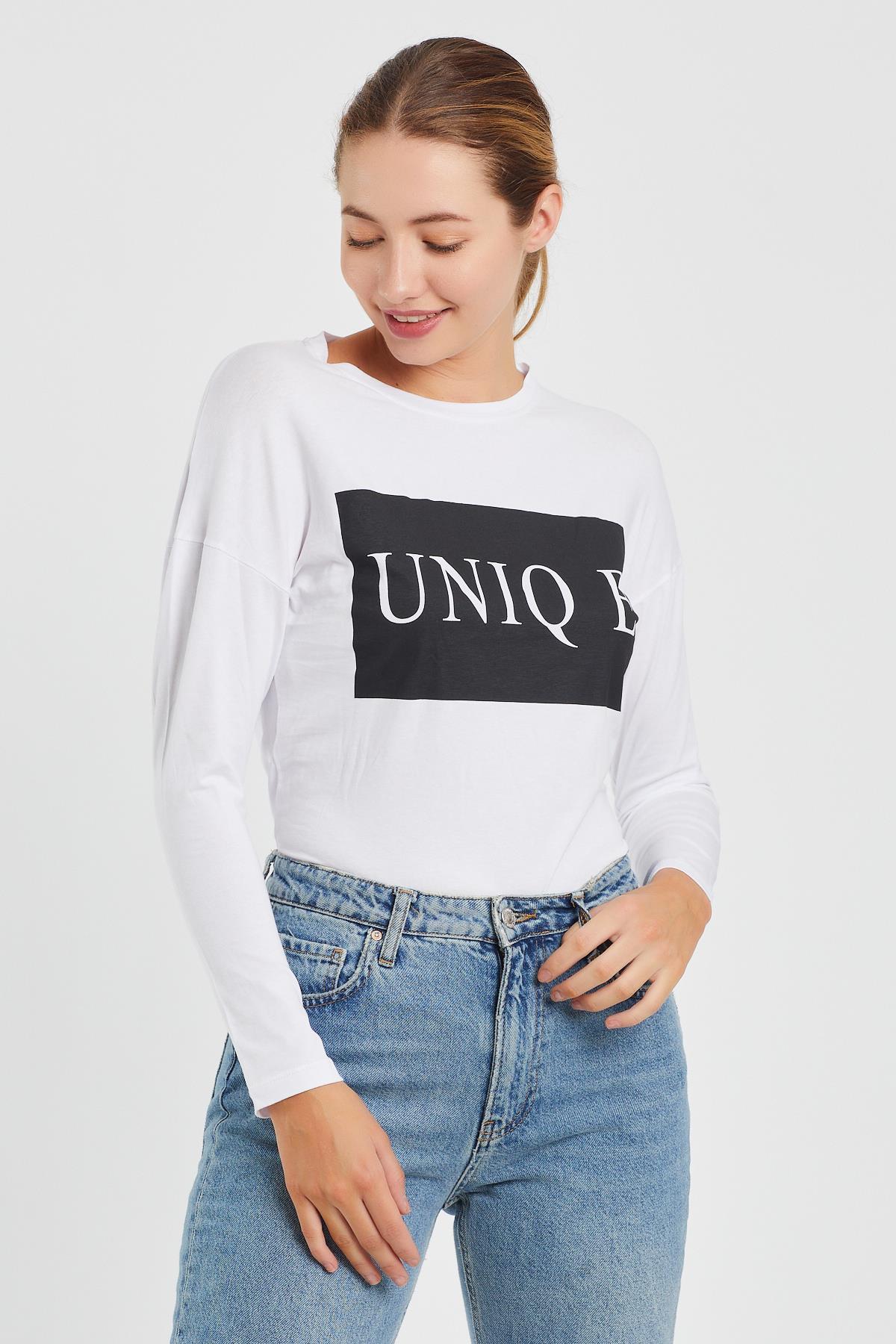 Yazı Baskılı Sweat 9130-1