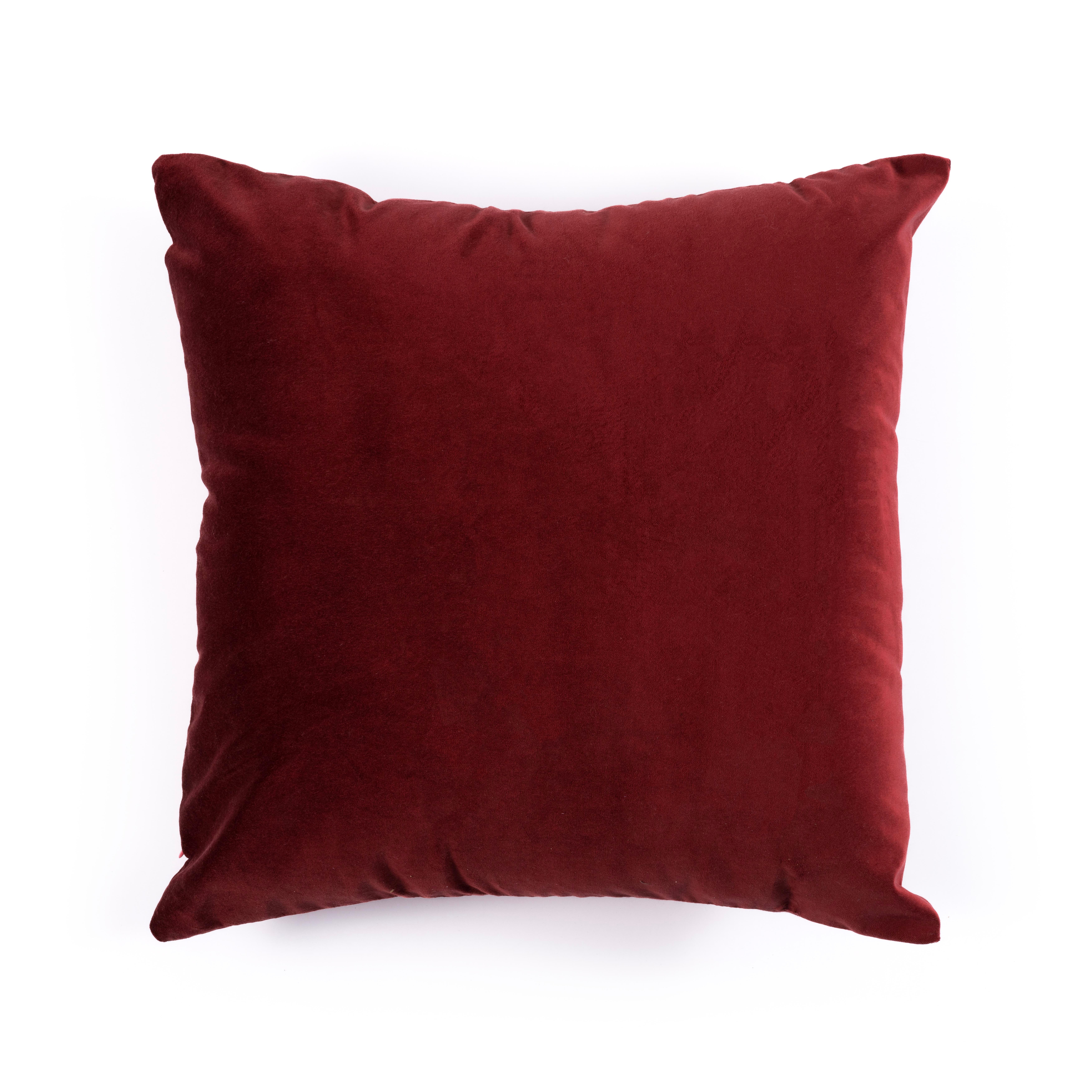 Bordo Kadife 50x50 cm Kare Kırlent Kılıfı CVICM1C45AN92011ET-RD01
