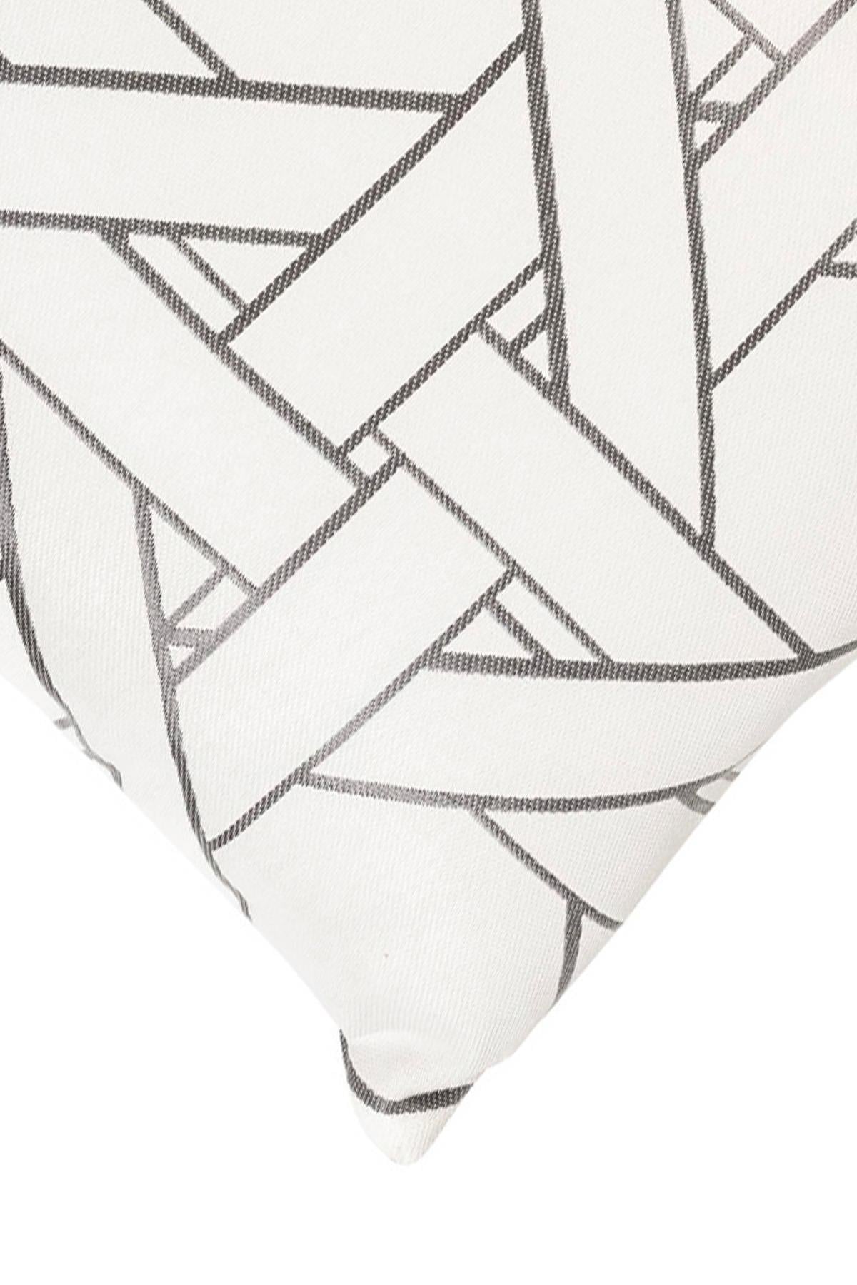Gri Geometrik Outdoor Kırlent Kılıfı