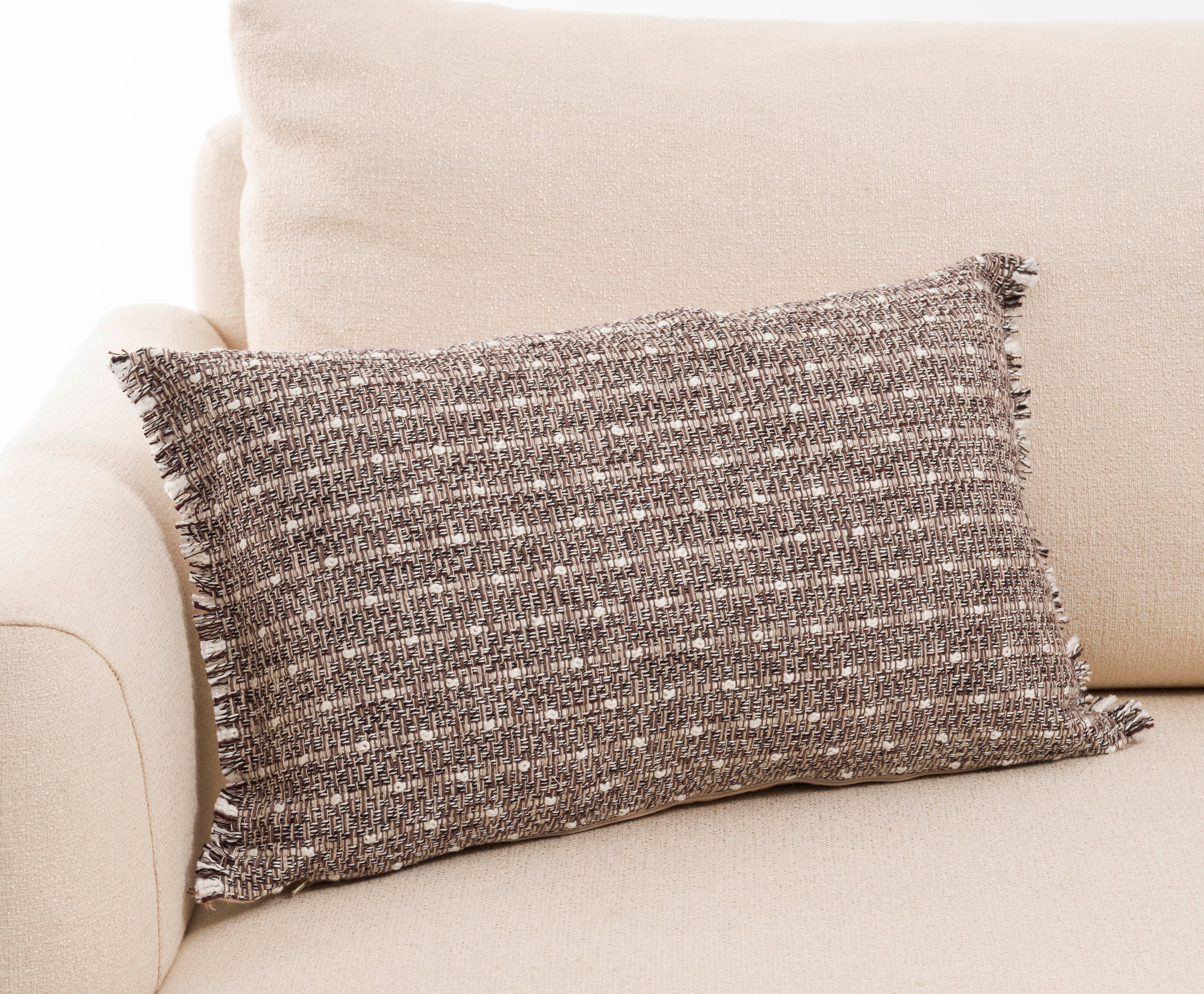 Kahve Bej Dokuma 35x55 cm Dikdörtgen Kırlent Kılıfı