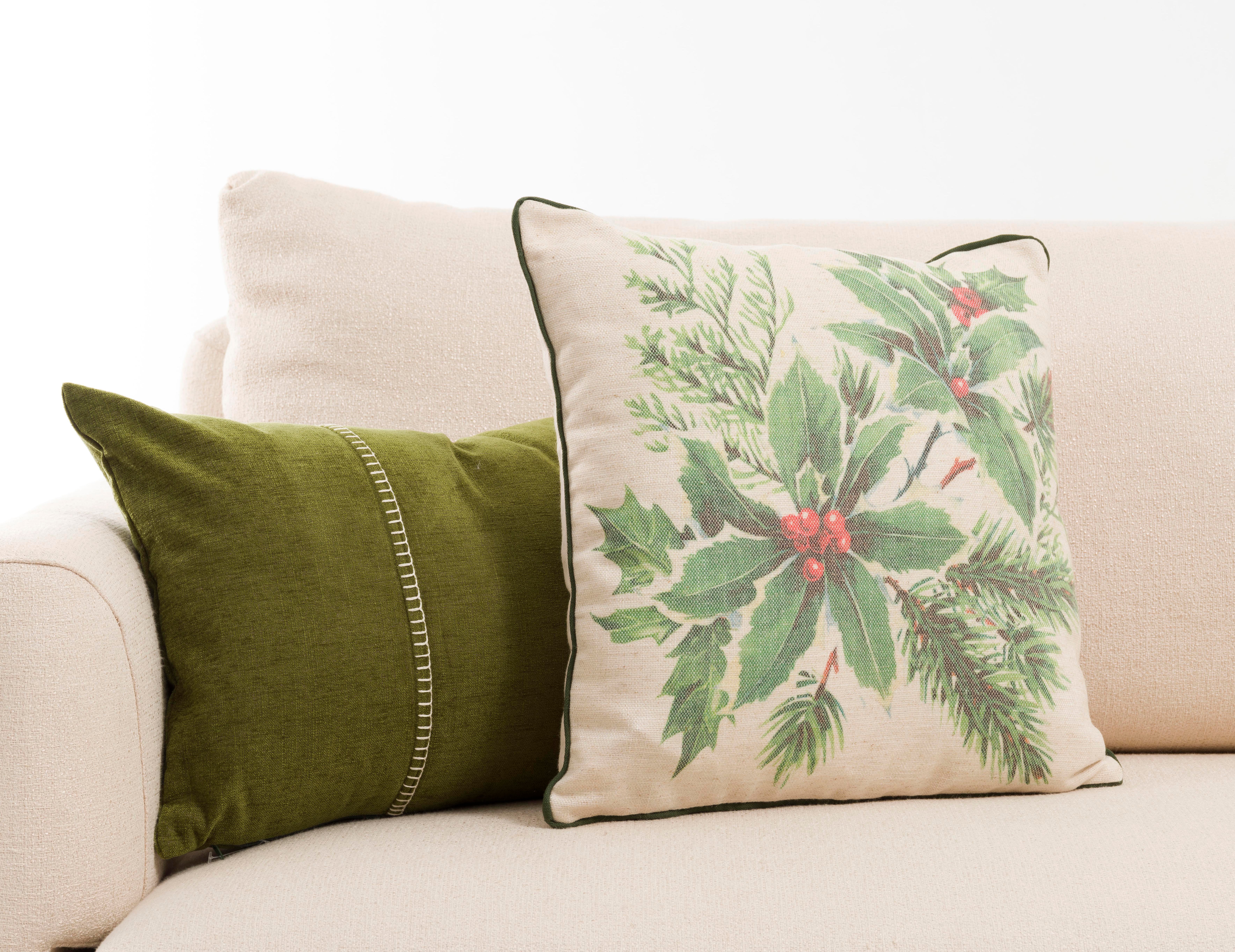 Kokina Yaprak Baskılı Biyeli 45x45 cm Kırlent Kılıfı CVICM1C41DH35821ET-0001