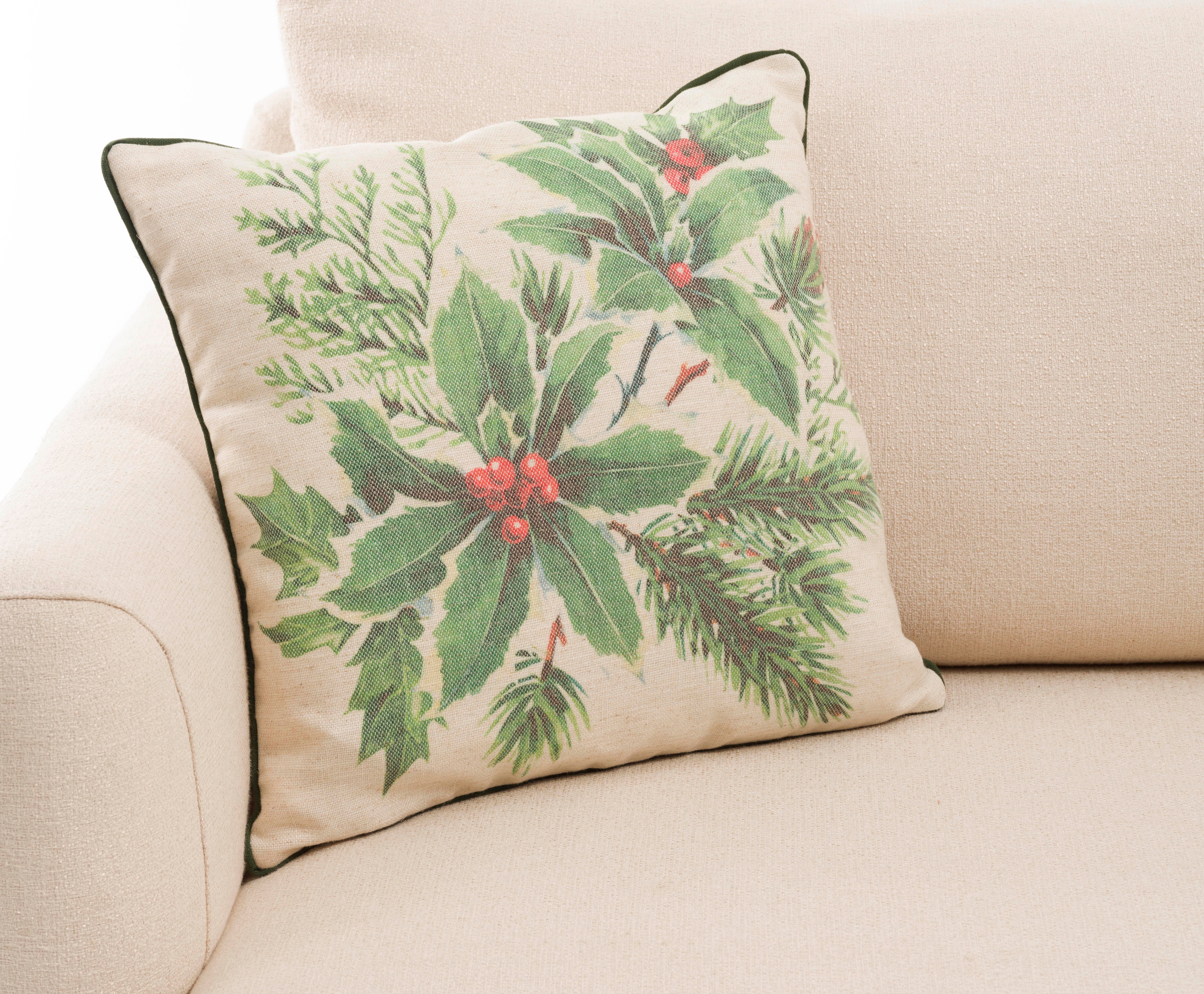 Kokina Yaprak Baskılı Biyeli 45x45 cm Kırlent Kılıfı CVICM1C41DH35821ET-0001