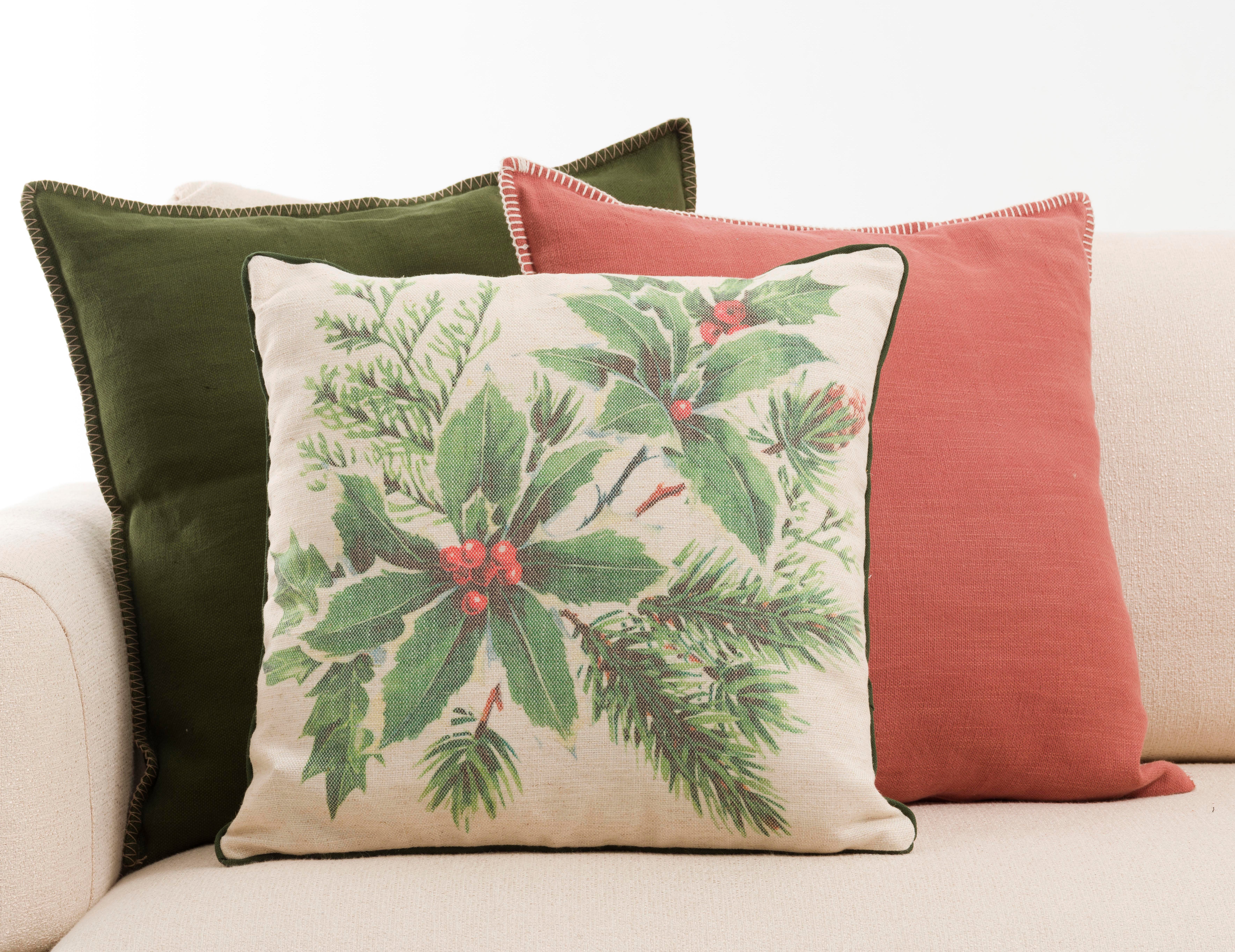 Kokina Yaprak Baskılı Biyeli 45x45 cm Kırlent Kılıfı CVICM1C41DH35821ET-0001