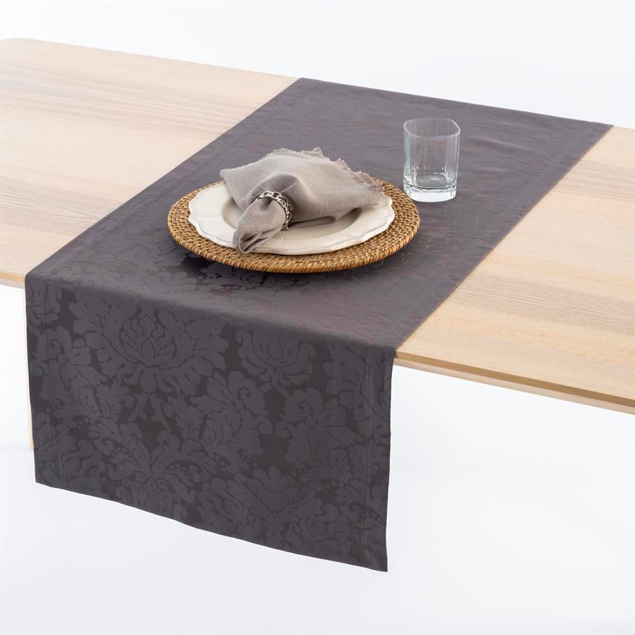 Koyu Gri Çiçek Desenli 50x140 Masa Bandı CVICB1C07JAZ781001-GY08