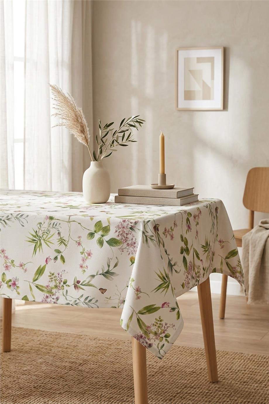 Multi Flower Çiçek Detaylı Renkli Masa Örtüsü