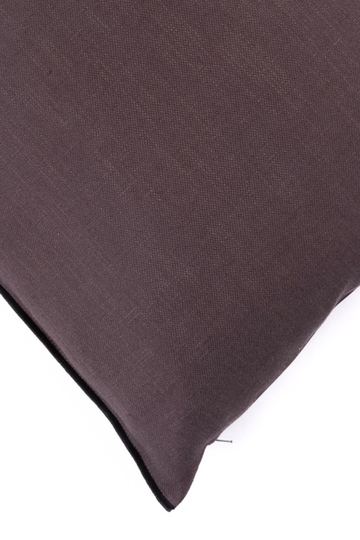 Siyah Overloklu Antrasit 50x50 cm Kare Kırlent Kılıfı