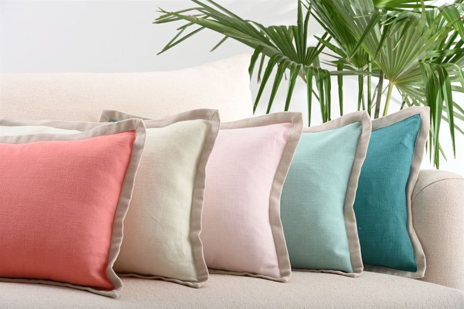 Vanelli Home Bej Biyeli Aqua Keten Dikdörtgen Kırlent Kılıfı