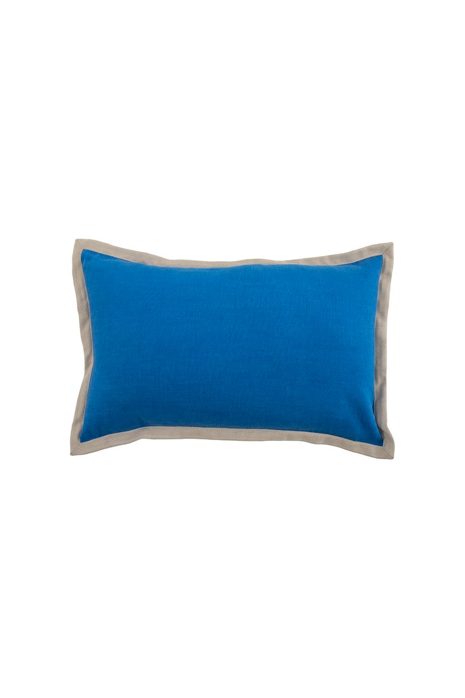 Vanelli Home Bej Biyeli Saks Mavi Keten Dikdörtgen Kırlent Kılıfı CVICM1C57AGA8211ET-BL37