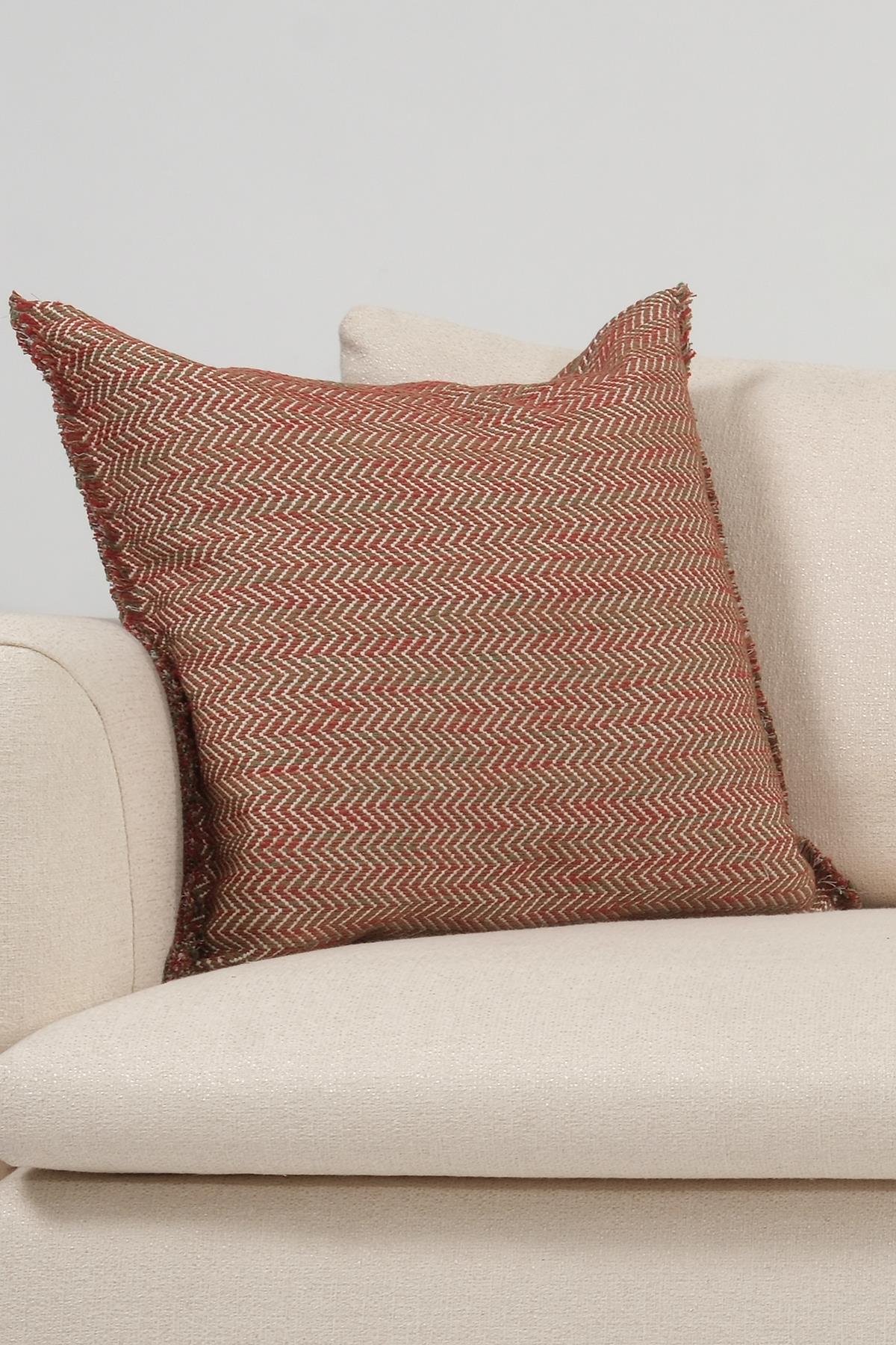 Zigzag Desenli Yılbaşı Temalı Kırlent Kılıfı 