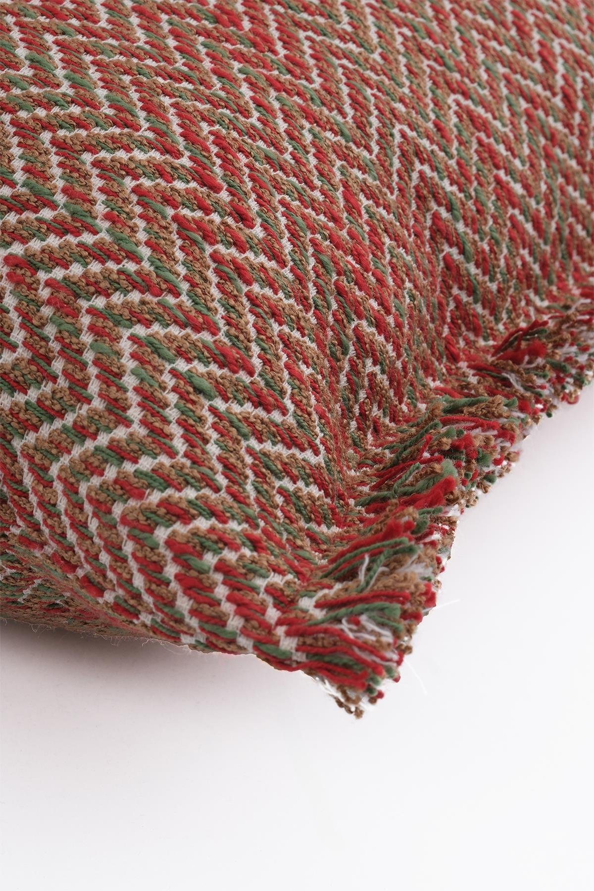 Zigzag Desenli Yılbaşı Temalı Kırlent Kılıfı 