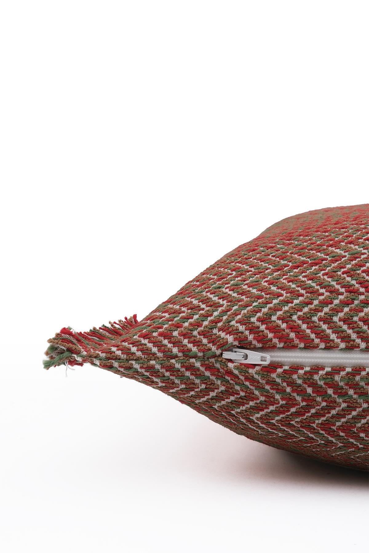 Zigzag Desenli Yılbaşı Temalı Kırlent Kılıfı 