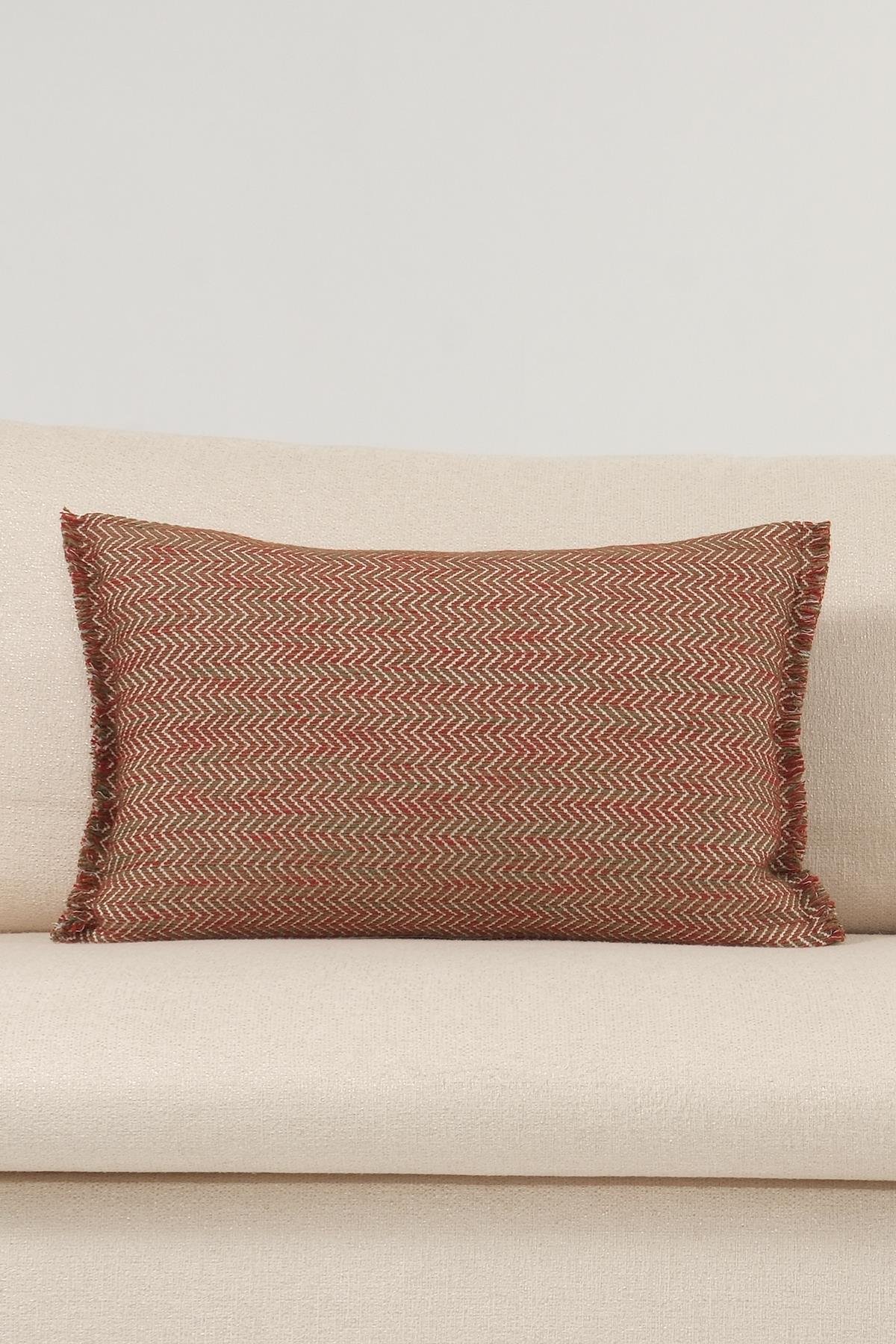 Zigzag Desenli Yılbaşı Temalı Kırlent Kılıfı 