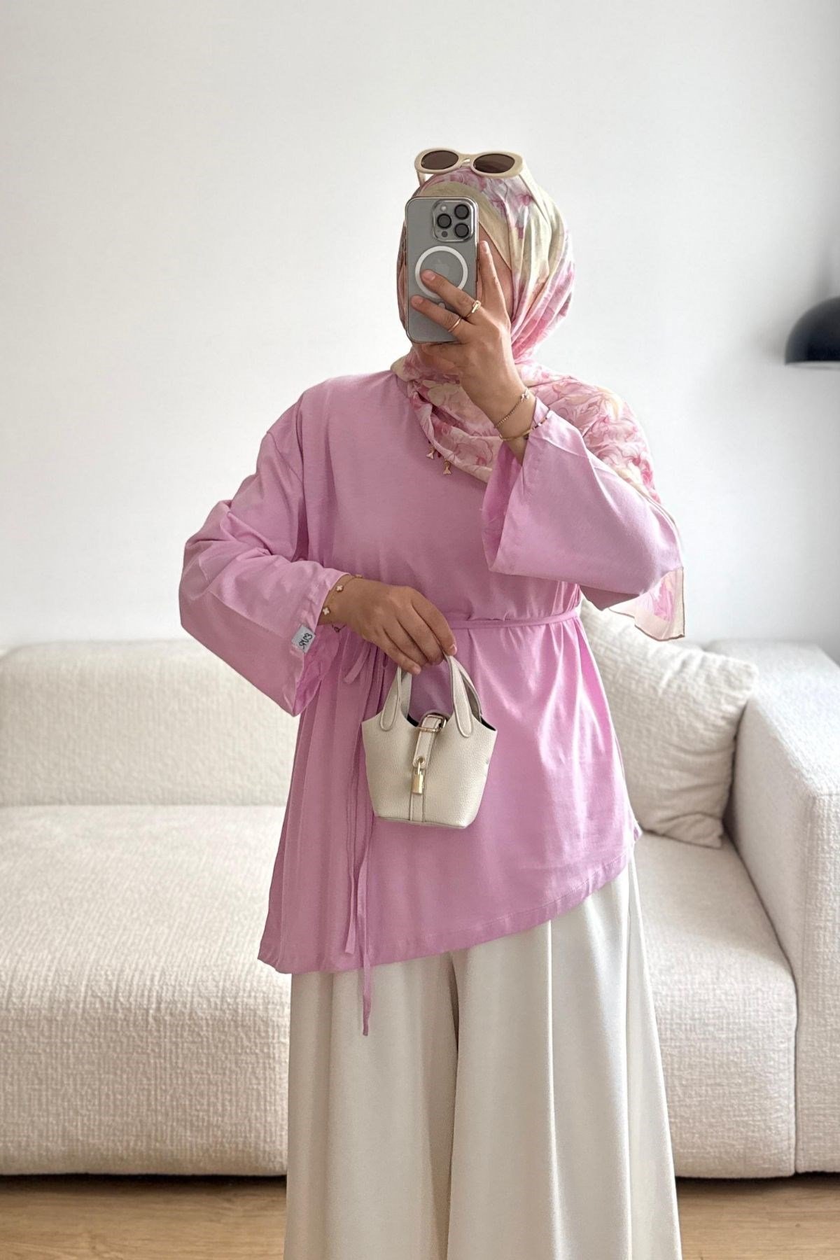 1003 PEMBE ASİMETRİK KESİM TSHİRT